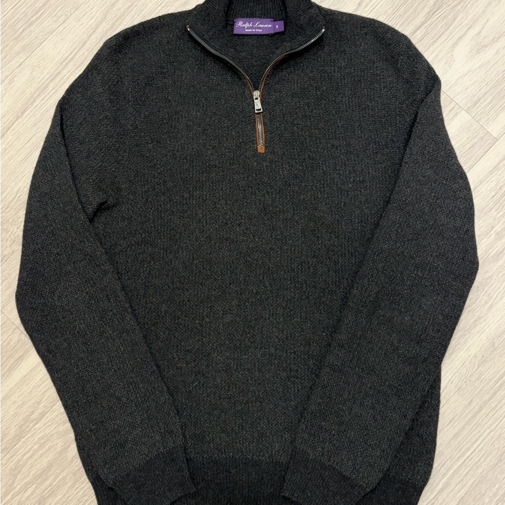 Ralph Lauren Purple Label 100% Cashmere Men's mock neck zip sweater
